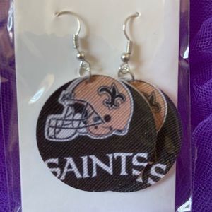 NFL New Orleans Saints faux vinyl leather earrings